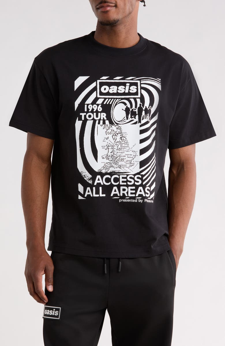 PLEASURES x Oasis All Access Graphic T-Shirt, Main, color, Black