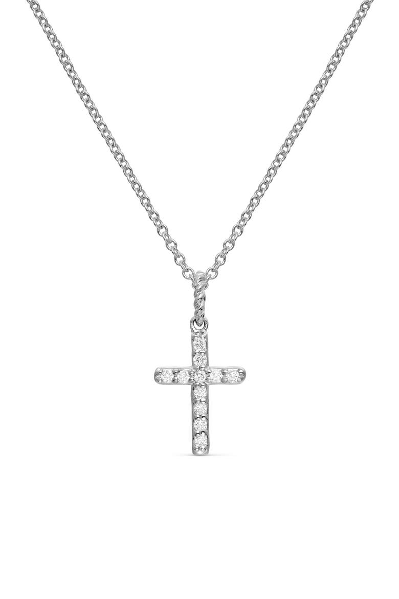 Cable Collectibles Cross Necklace with Diamonds in 18K Gold, Main, color, SILVER