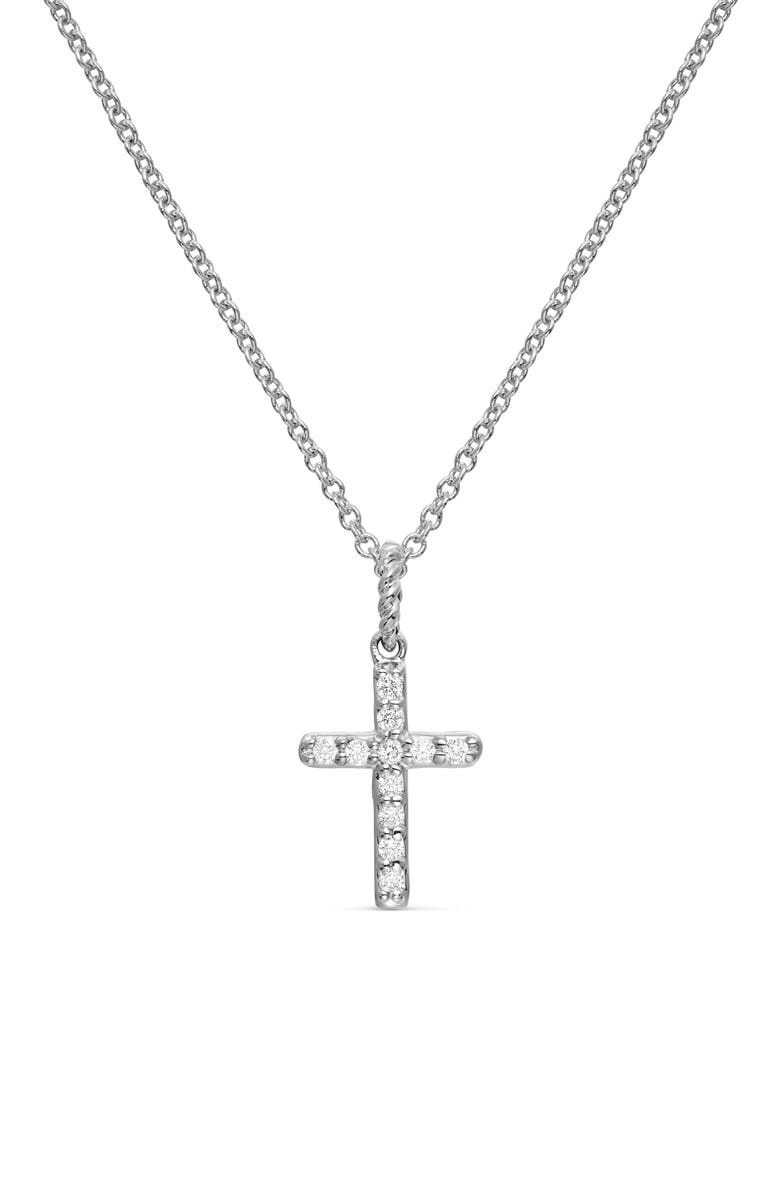 David Yurman Cable Collectibles Cross Necklace with Diamonds in 18K Gold, Main, color,