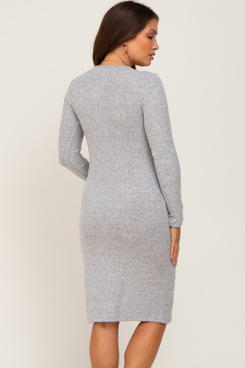 Brushed Knit Long Sleeve Wrap Nursing Dress, Alternate, color, Heather Grey