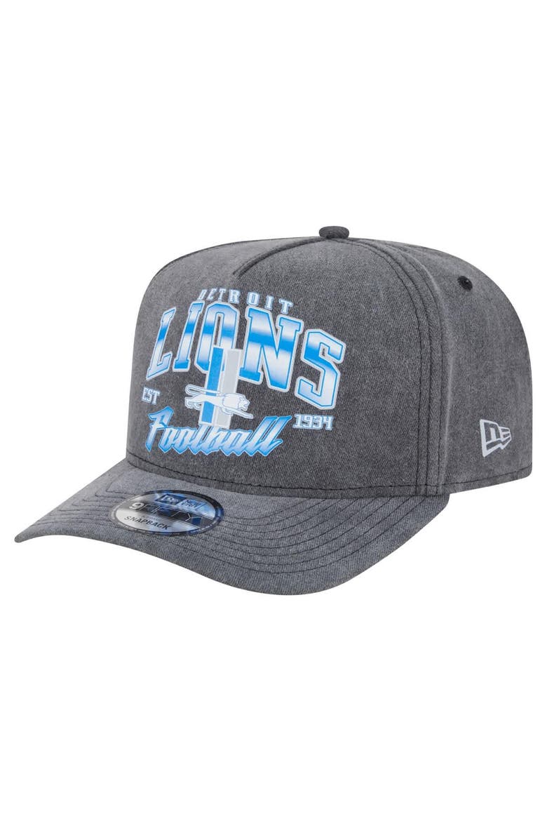 Men's New Era  Black Detroit Lions Throwback Washed A-Frame 9FIFTY Snapback Hat, Main, color, Black