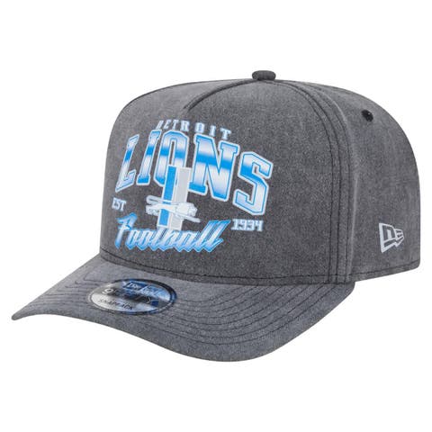 Men's New Era  Black Detroit Lions Throwback Washed A-Frame 9FIFTY Snapback Hat