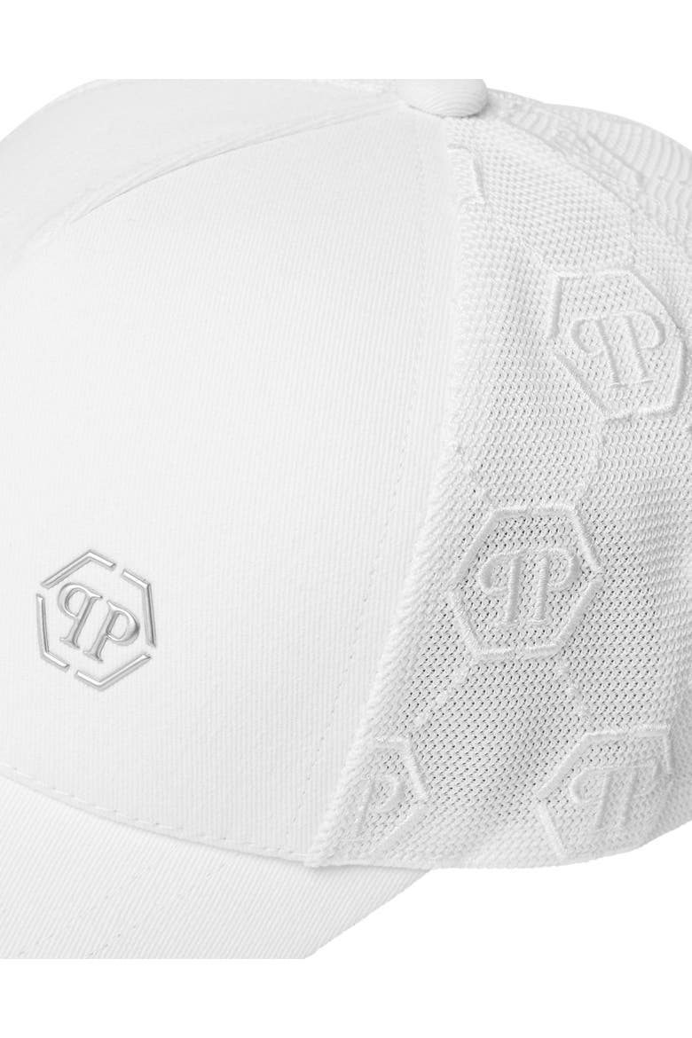 Baseball Cap Hexagon Monogram Unisex, Alternate, color, white