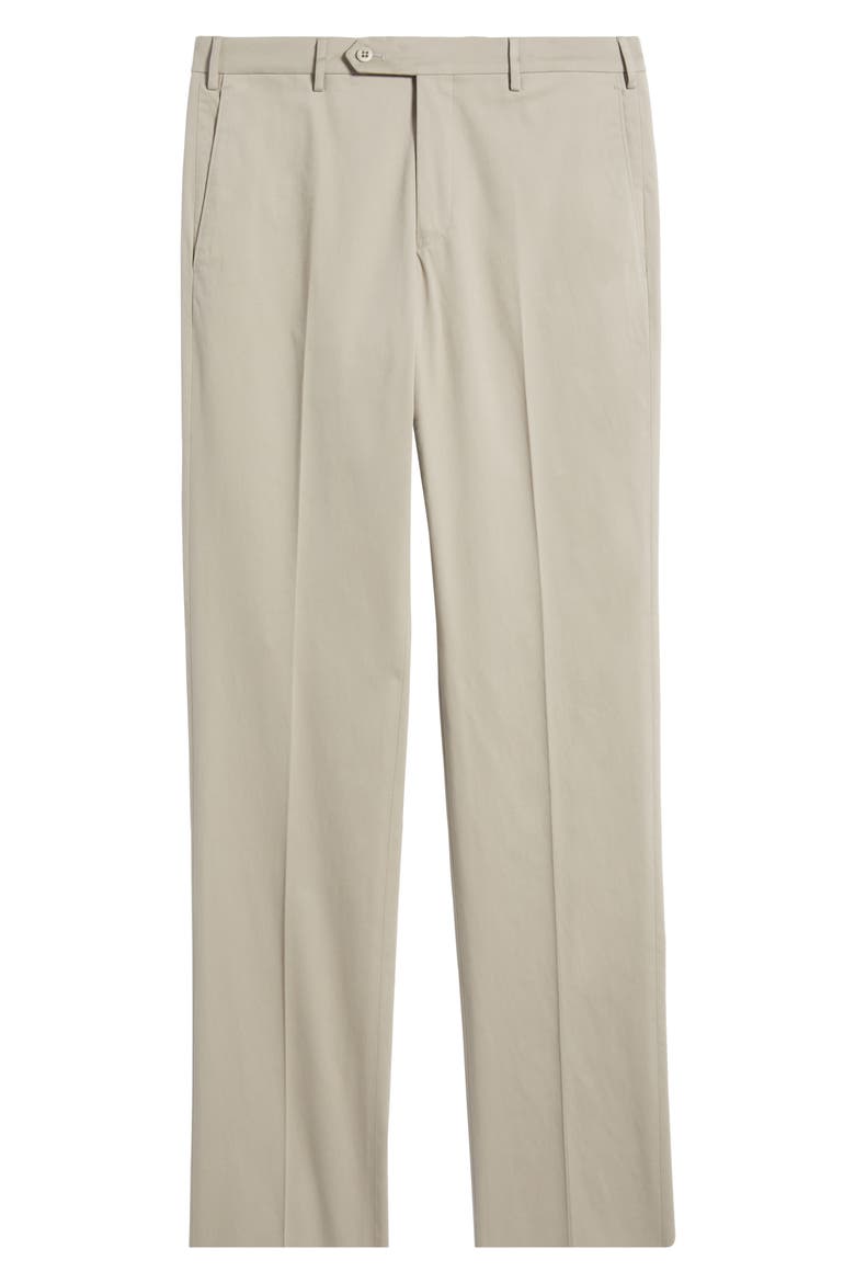 Parker Flat Front Stretch Cotton Pants, Alternate, color, STONE