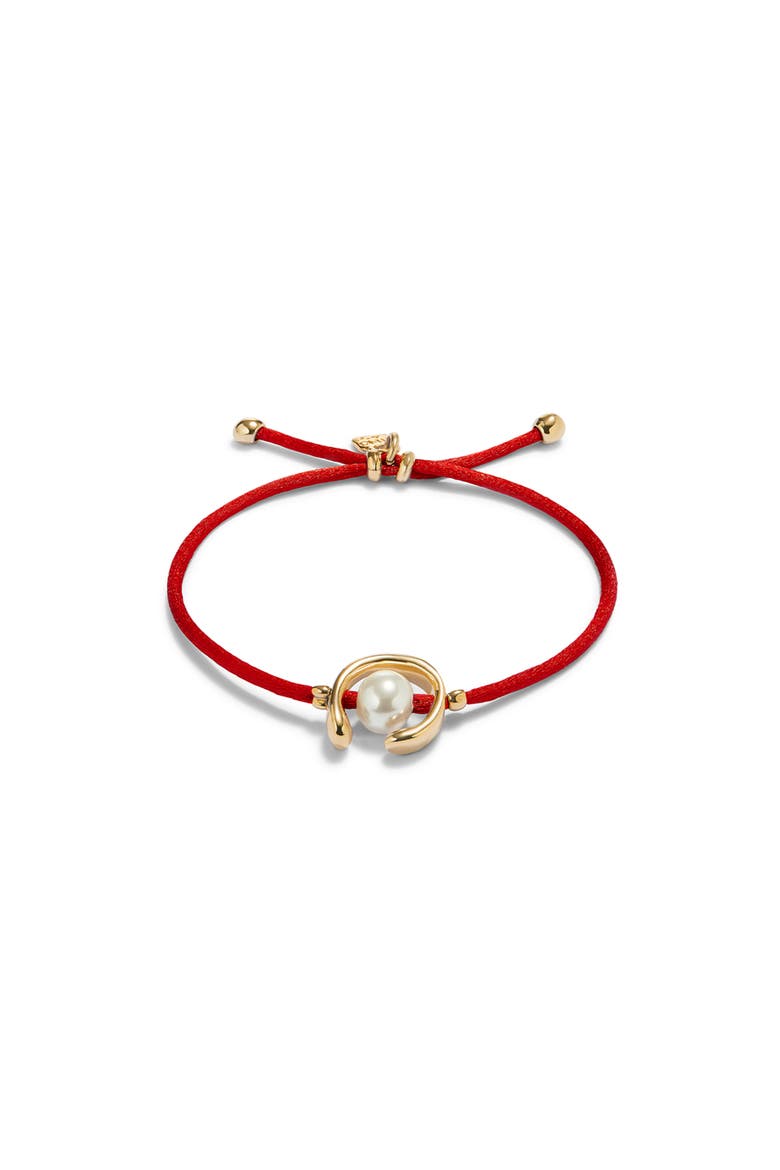 18K Gold-Plated Red Thread Bracelet with Shell Pearl Accessory, Main, color, Gold