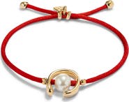 UNODE50 18K Gold-Plated Red Thread Bracelet with Shell Pearl Accessory