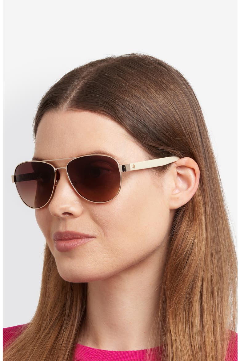 polina 61mm gradient oversize pilot sunglasses, Alternate, color, GOLD BEIGE/ BROWN SF