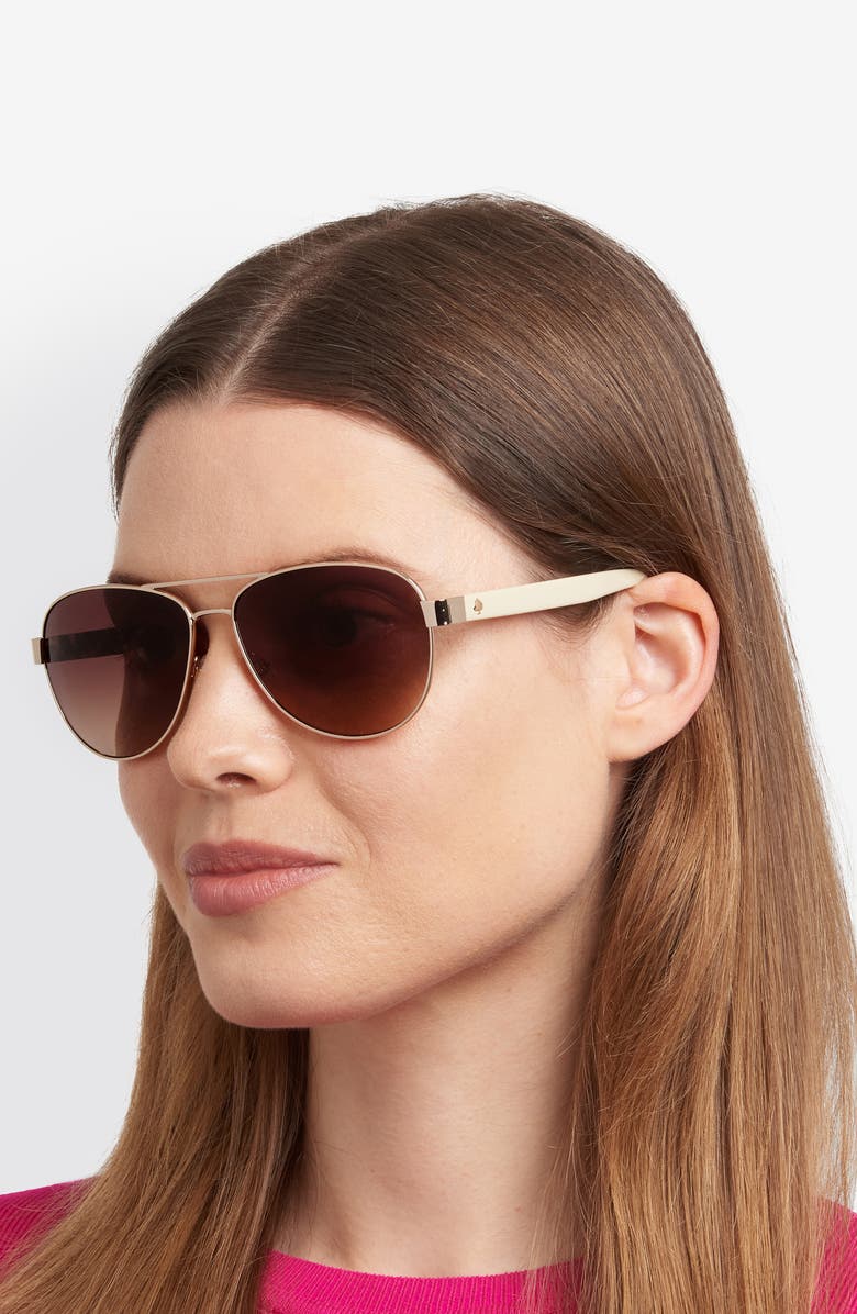 Kate Spade New York polina 61mm gradient oversize pilot sunglasses, Alternate, color, Gold Beige/ Brown Sf