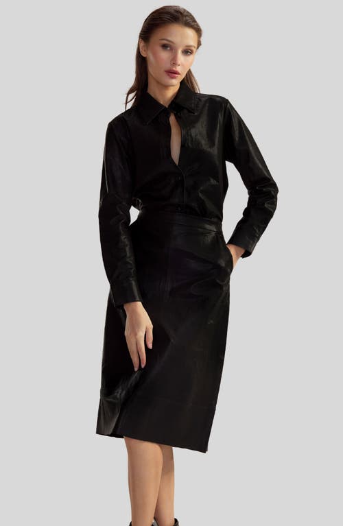 Shop Cynthia Rowley Leather Midi Skirt In Black