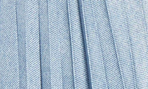 Sacai Pleated Belted Denim Midi Skirt In Blue