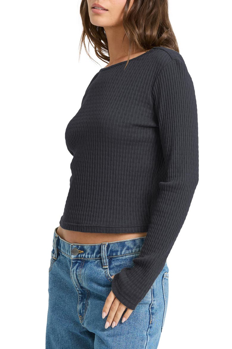 Sweet Coast Long Sleeve Ribbed Top, Alternate, color, BLACK SANDS