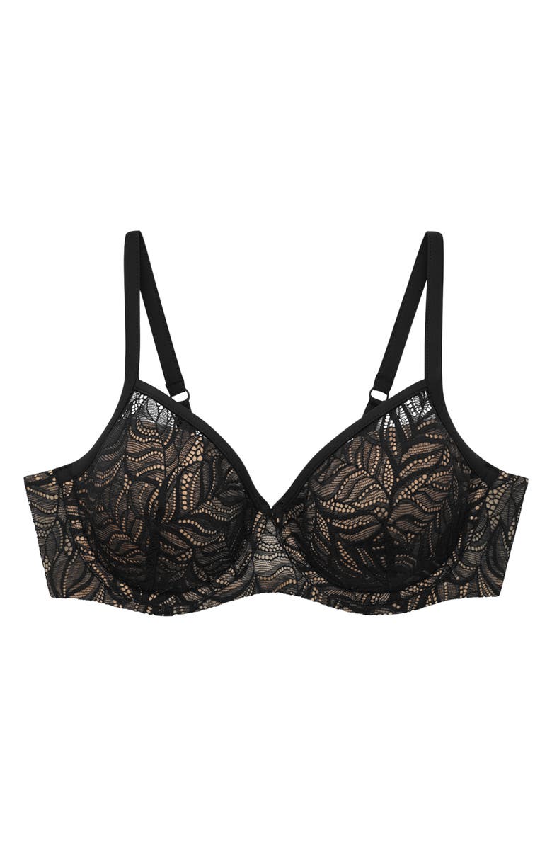 ThirdLove Feather Lace Underwire Demi Bra, Alternate, color, Black