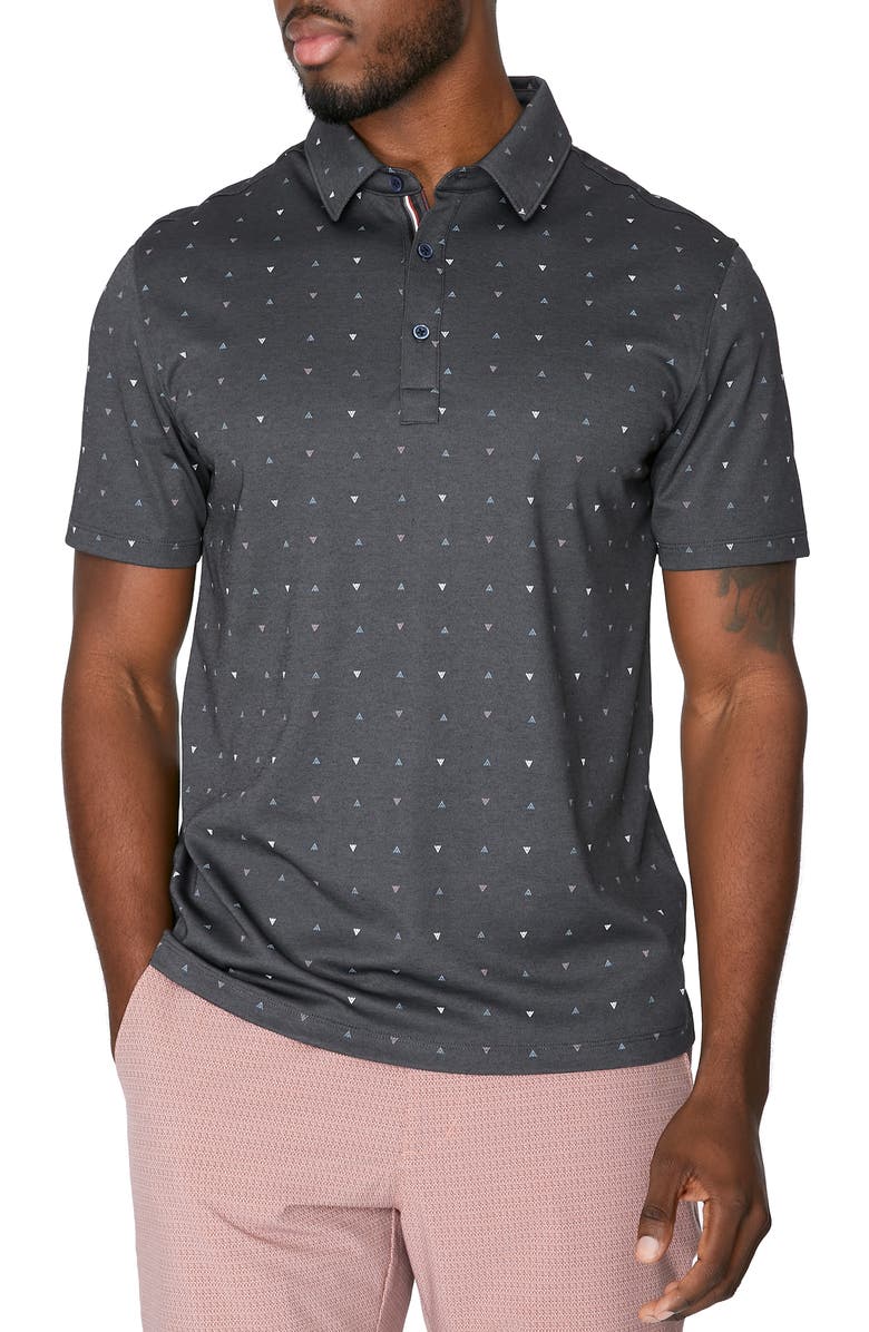 7 Diamonds Spence Triangle Print Piqué Polo, Main, color,