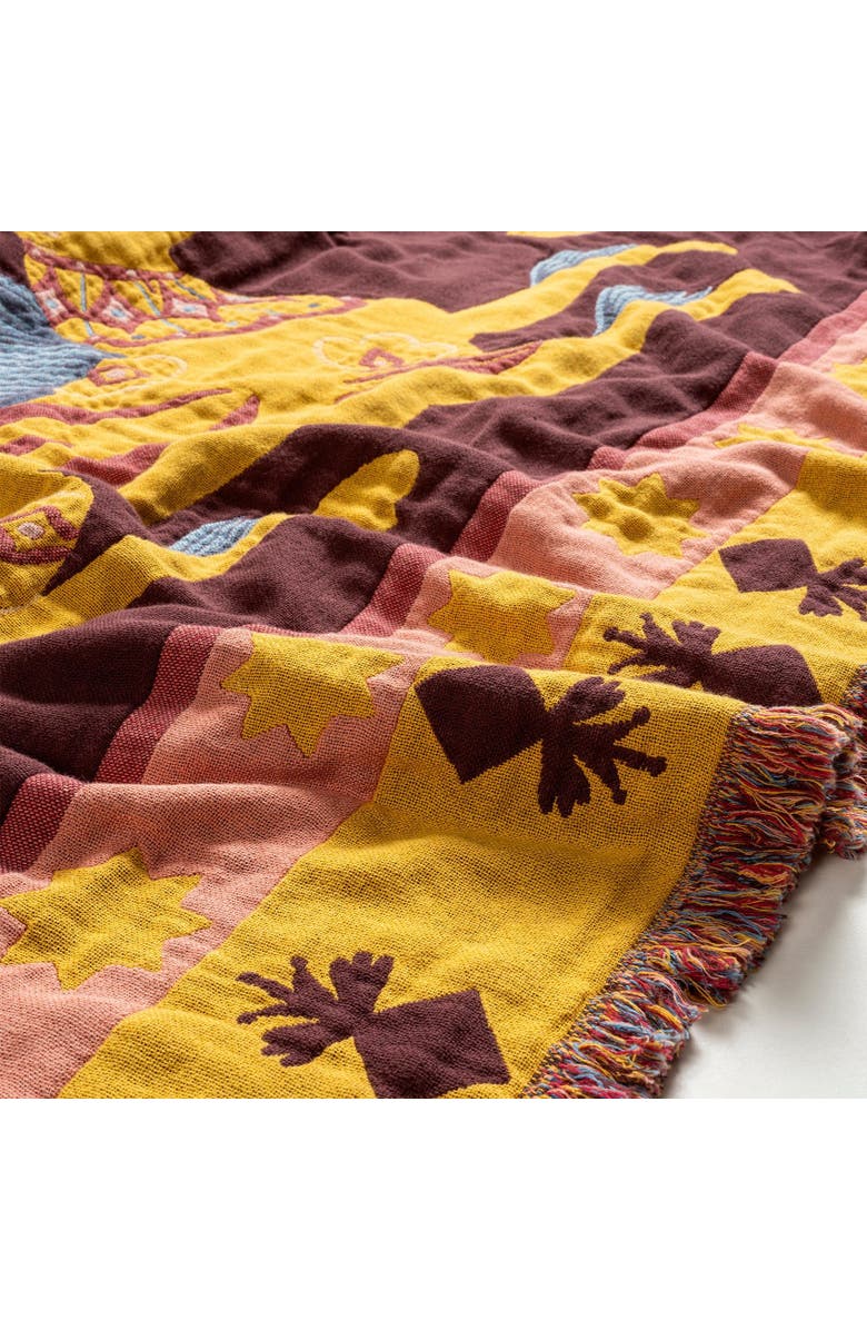 Zsa Zsa Zsu Novelas Fringed Jacquard 100% Cotton Throw 54X71 In, Alternate, color, Burgundy