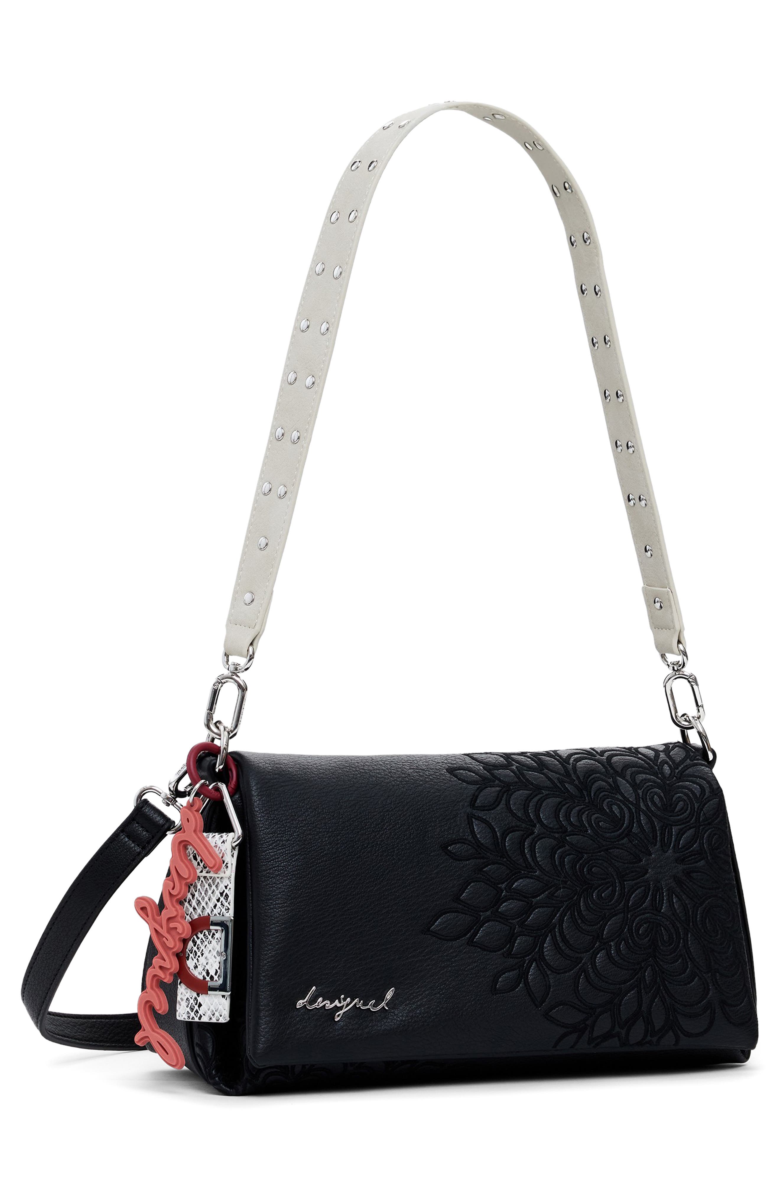 Desigual Faux Leather Crossbody Bag, Alternate, color, Black
