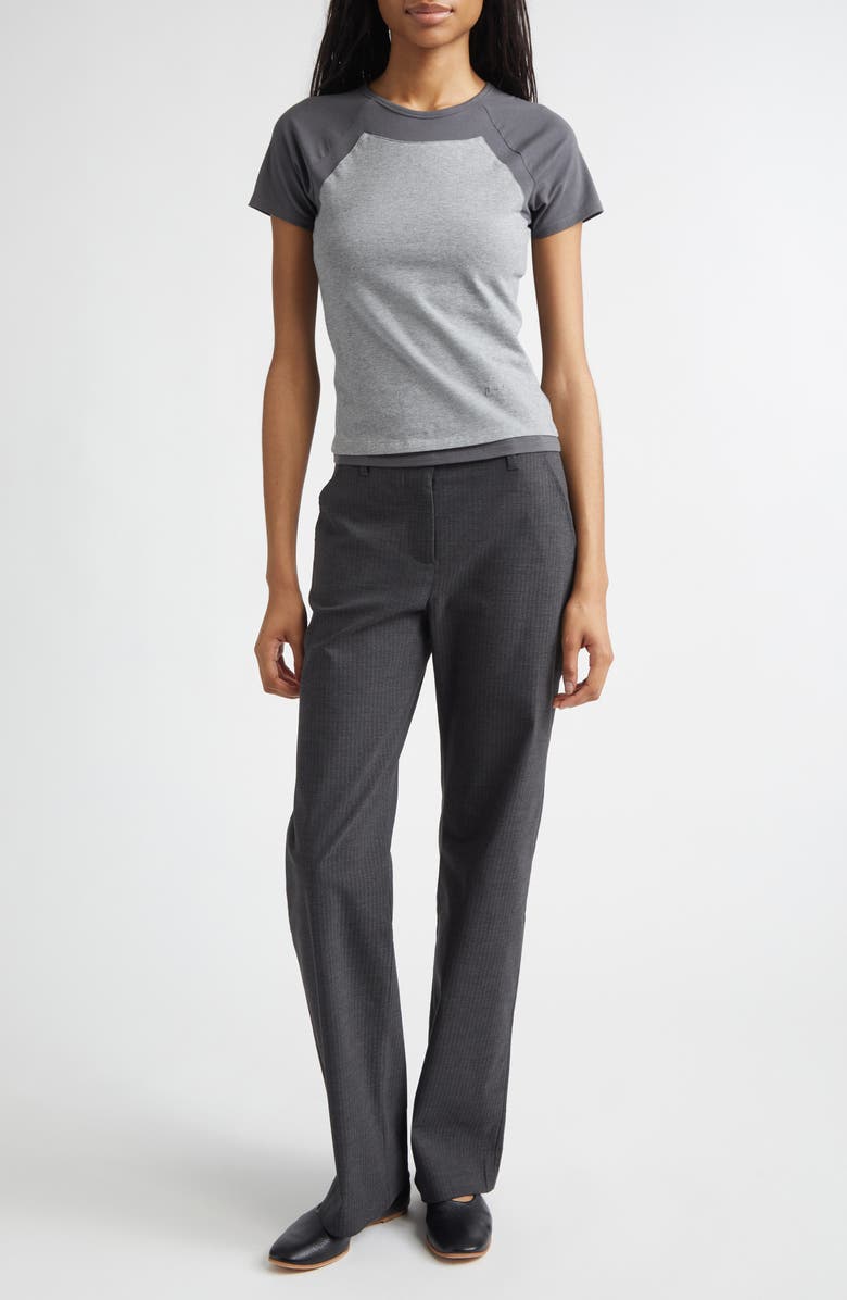 Paloma Wool Sil Herringbone Suiting Straight Leg Trousers, Alternate, color, Grey