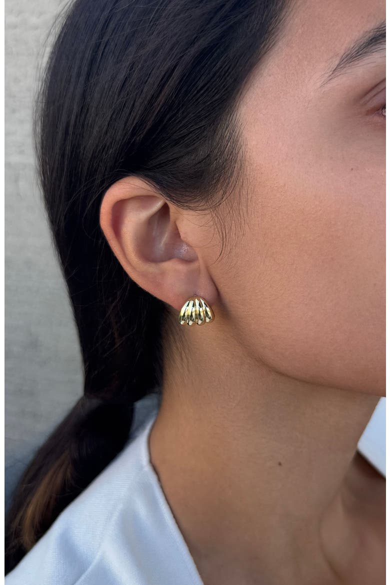 Fluted Wrap Stud Earrings, Alternate, color, GOLD