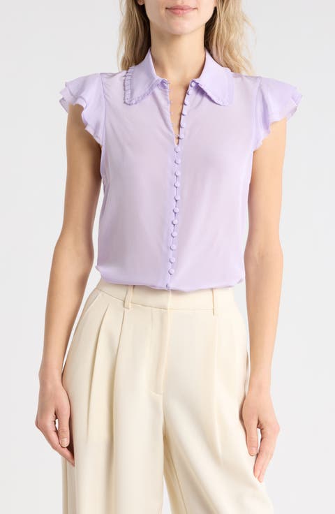 Martel Flutter Sleeve Silk Top