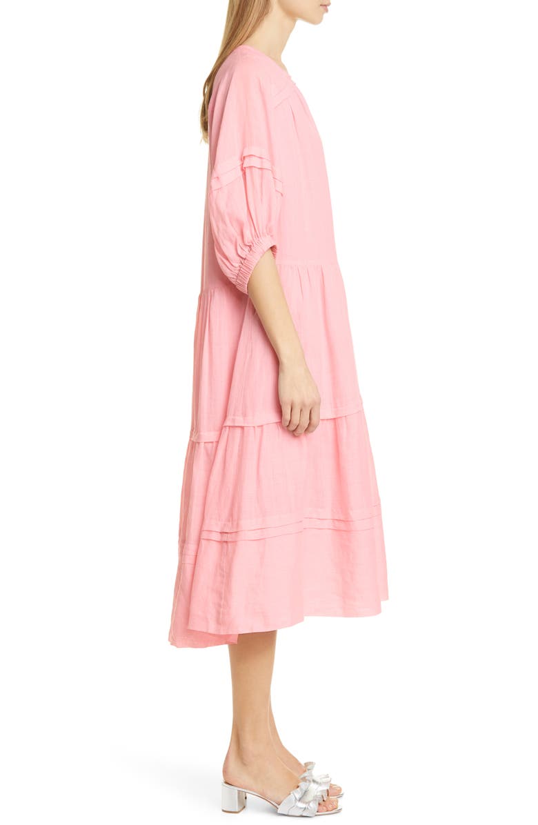 Sea Lucy Pleat Detail Tiered Cotton Midi Dress, Alternate, color, 