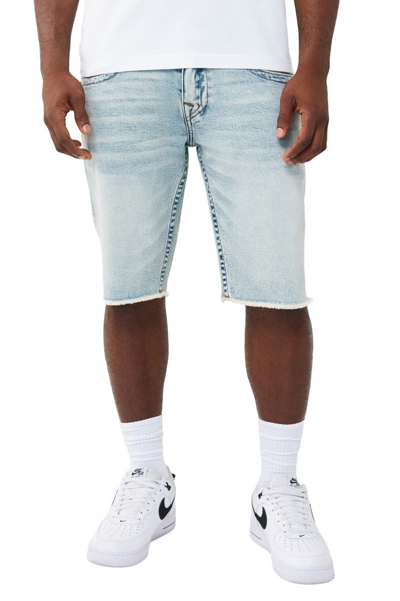Ricky Frayed Hem Snap Flap Straight Denim Shorts, Main, color, PLAYMAKER FADED INDIGO LT WASH