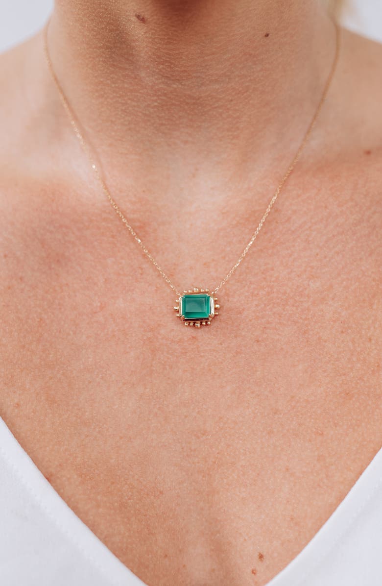 Anzie Dew Drop Carré Marine Pendant, Alternate, color, Dark Green