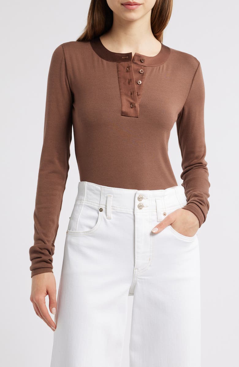 FRAME The Satin Trim Henley, Main, color, 