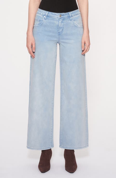 Mid Rise Wide Leg Jeans (Gradient Blue)