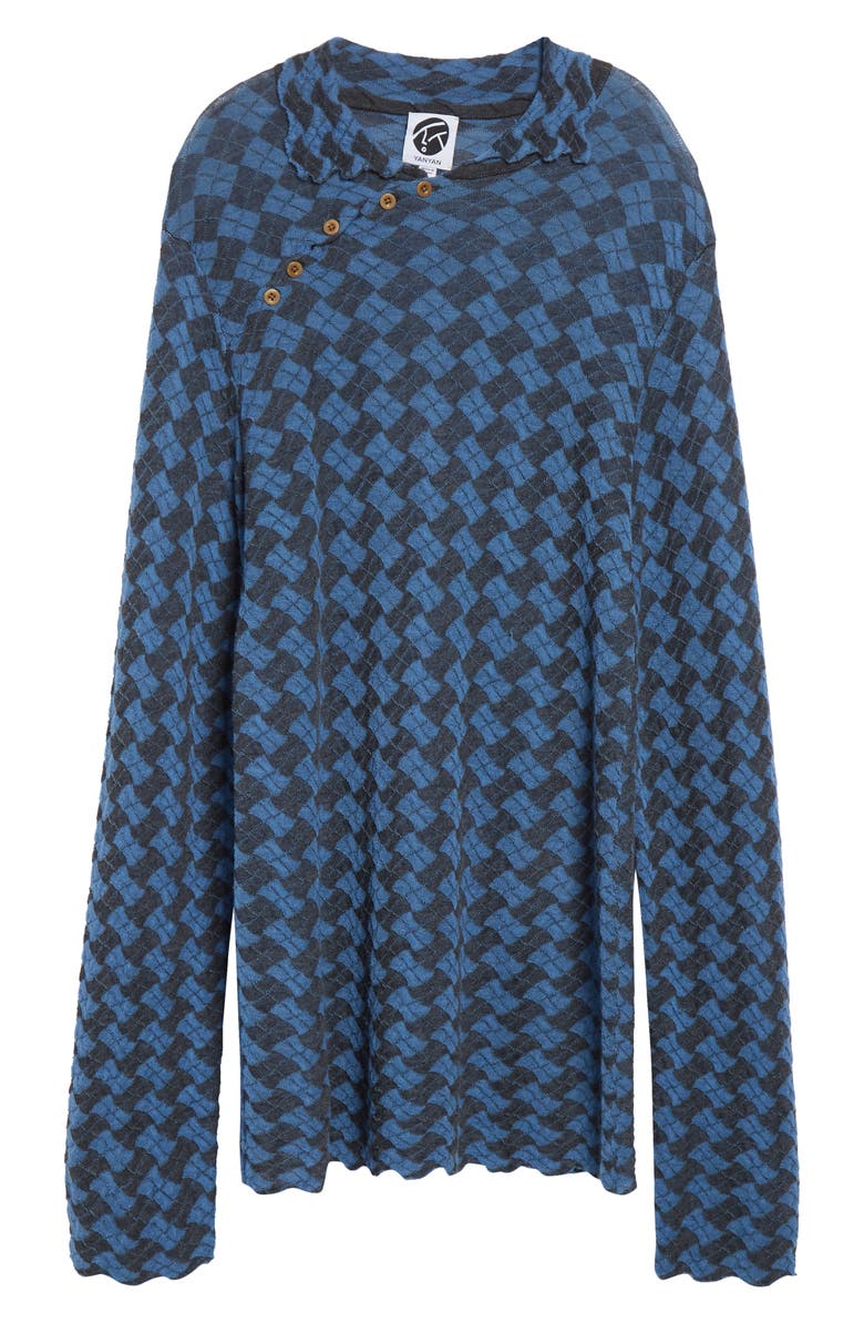 YanYan Basket Argyle Long Sleeve Sailor Collar Wool Sweater Dress, Alternate, color, Blue