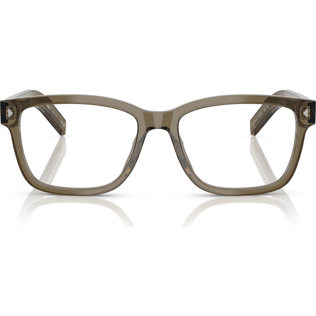 Prada 56mm Rectangular Optical Glasses In Brown