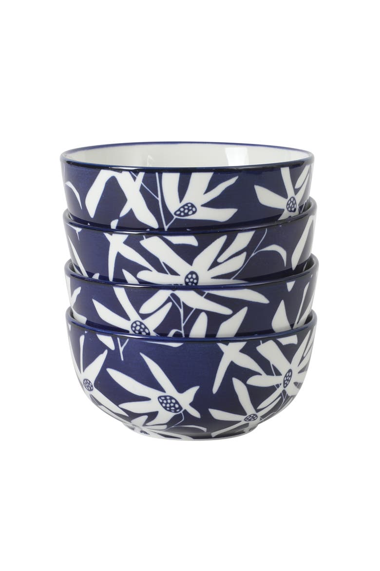 Ivory Estate 4-Piece Reactive Glaze Porcelain Cereal Bowl Set, Main, color, Blue/White