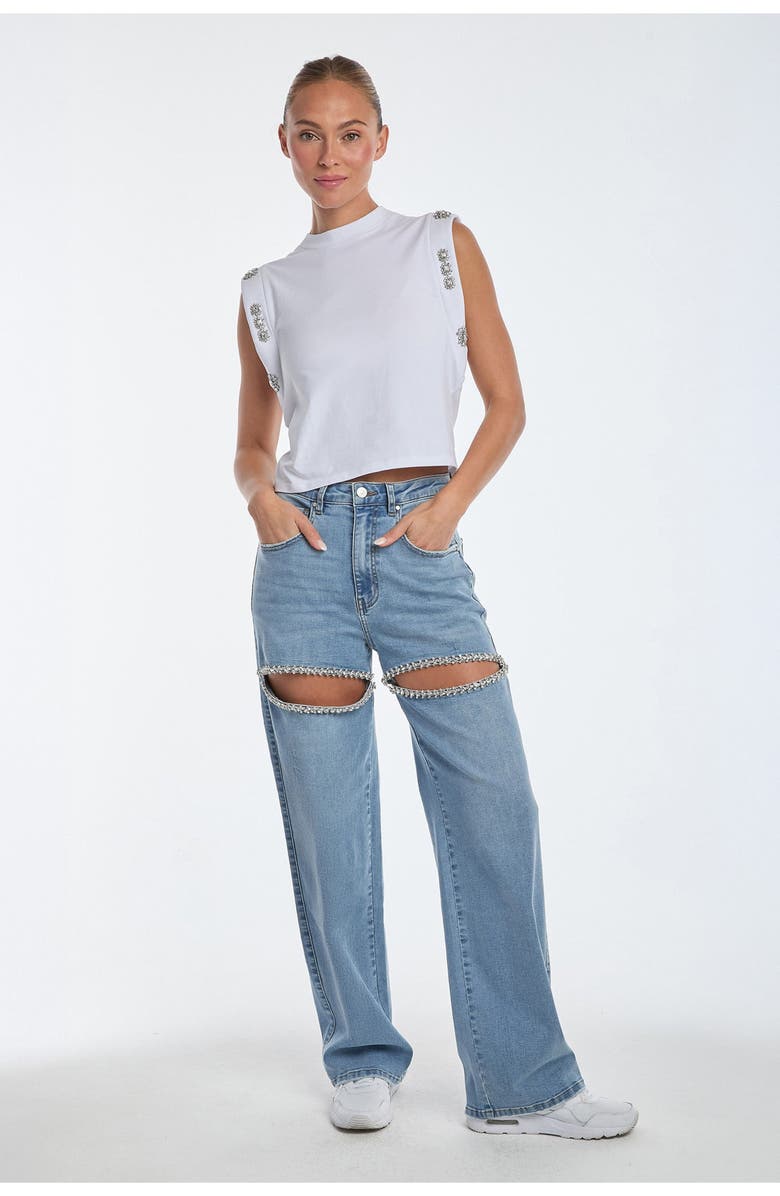 The Noli Shop Dylan Crystal Top, Alternate, color, White