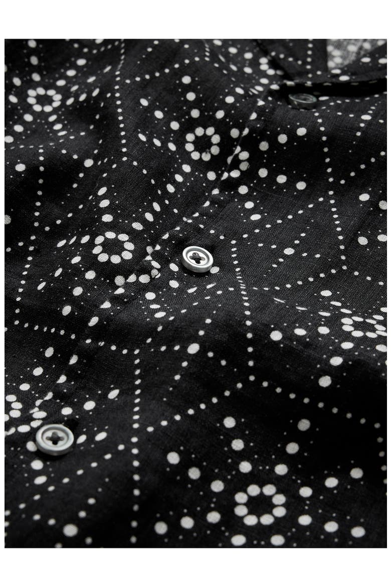 Dan Geometric Linen Camp Shirt, Alternate, color, BLACK