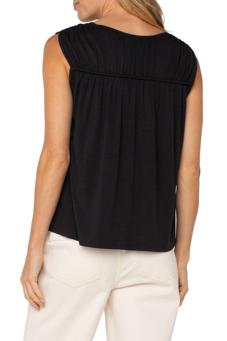 Shirred Sleeveless Knit Top, Alternate, color, BLACK