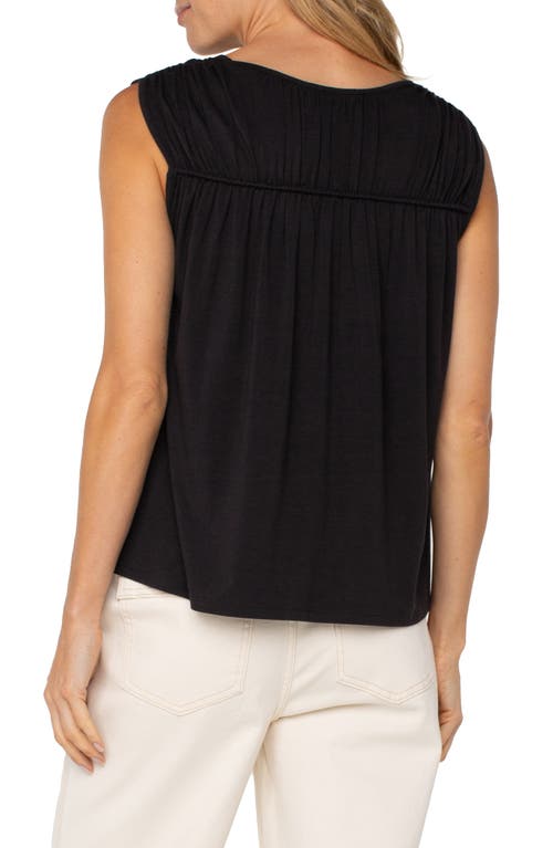 Liverpool Los Angeles Shirred Sleeveless Knit Top In Black
