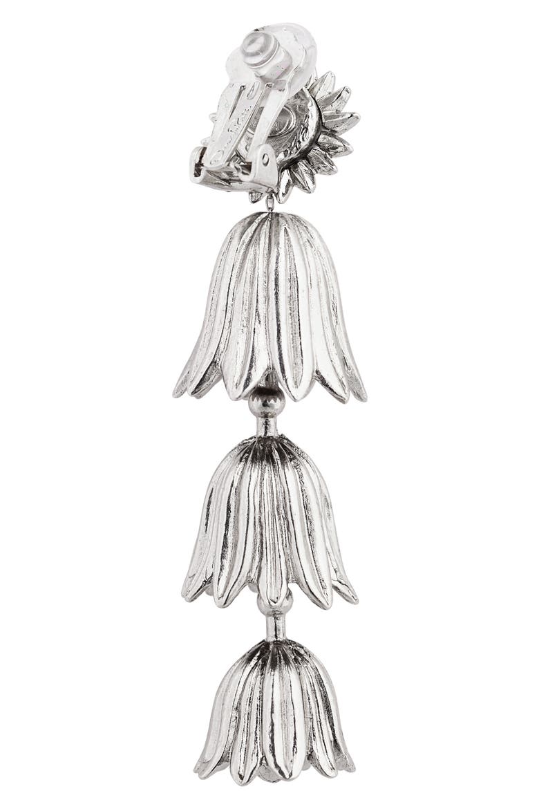 Tiered Flower Clip Earrings, Alternate, color, SILVER