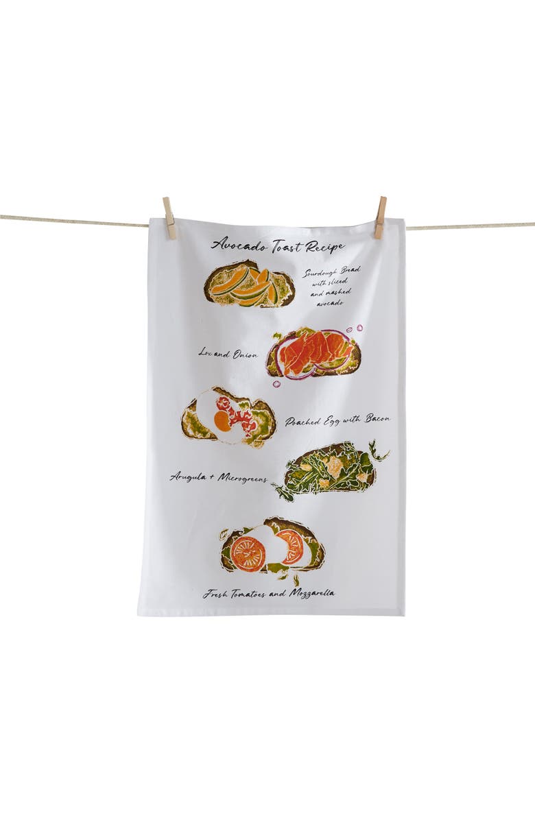 tag Avocado Toast Recipe Cotton Kitchen Dishtowel Multicolor, Main, color, 