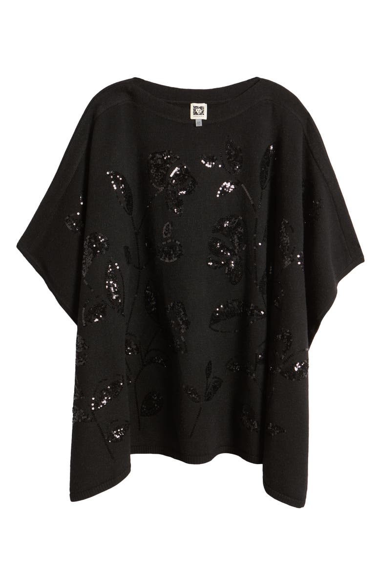 Anne Klein Floral Sequin Poncho, Alternate, color,
