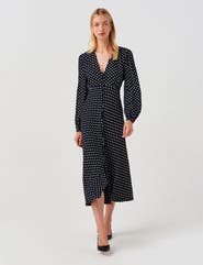 Ghost London Francesca Spot Button Through Midi Dress