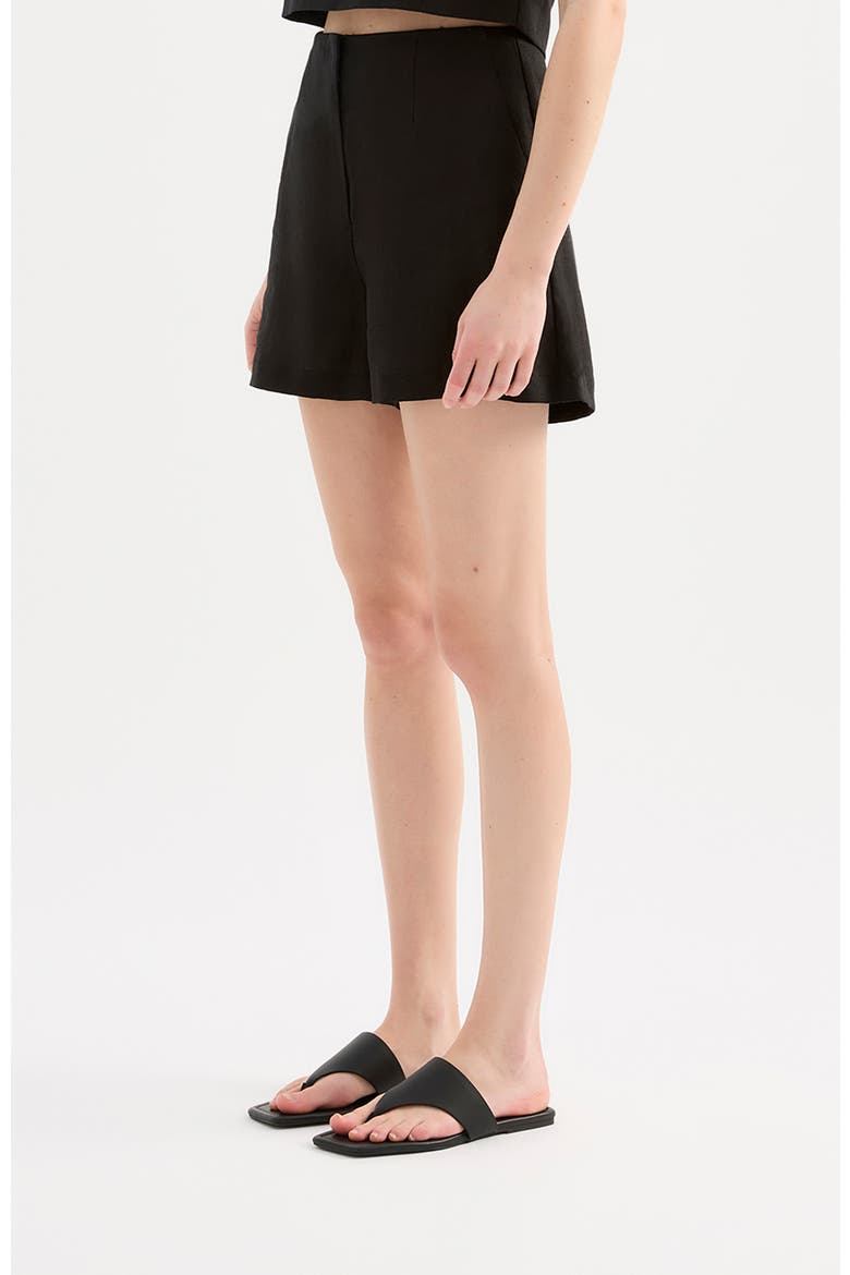 Marli Linen Short, Alternate, color, Black