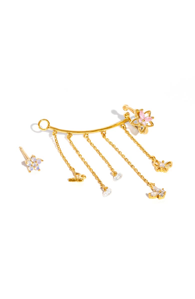Girls Crew Mari Chandelier Single Stud & Cuff Ear Crawler, Main, color, Gold