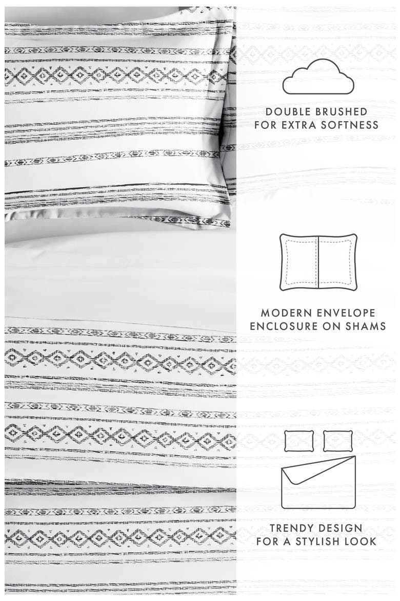 IENJOY HOME Premium Ultra Soft Geo Threads Pattern 3-Piece Duvet Cover Set, Alternate, color, LIGHT GRAY