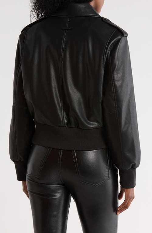Hudson Jeans Waterproof Faux Leather Aviator Jacket In Black