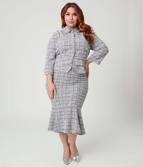 Plus Size Boucle Trumpet Skirt