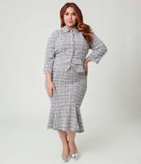 Unique Vintage Plus Size Boucle Trumpet Skirt