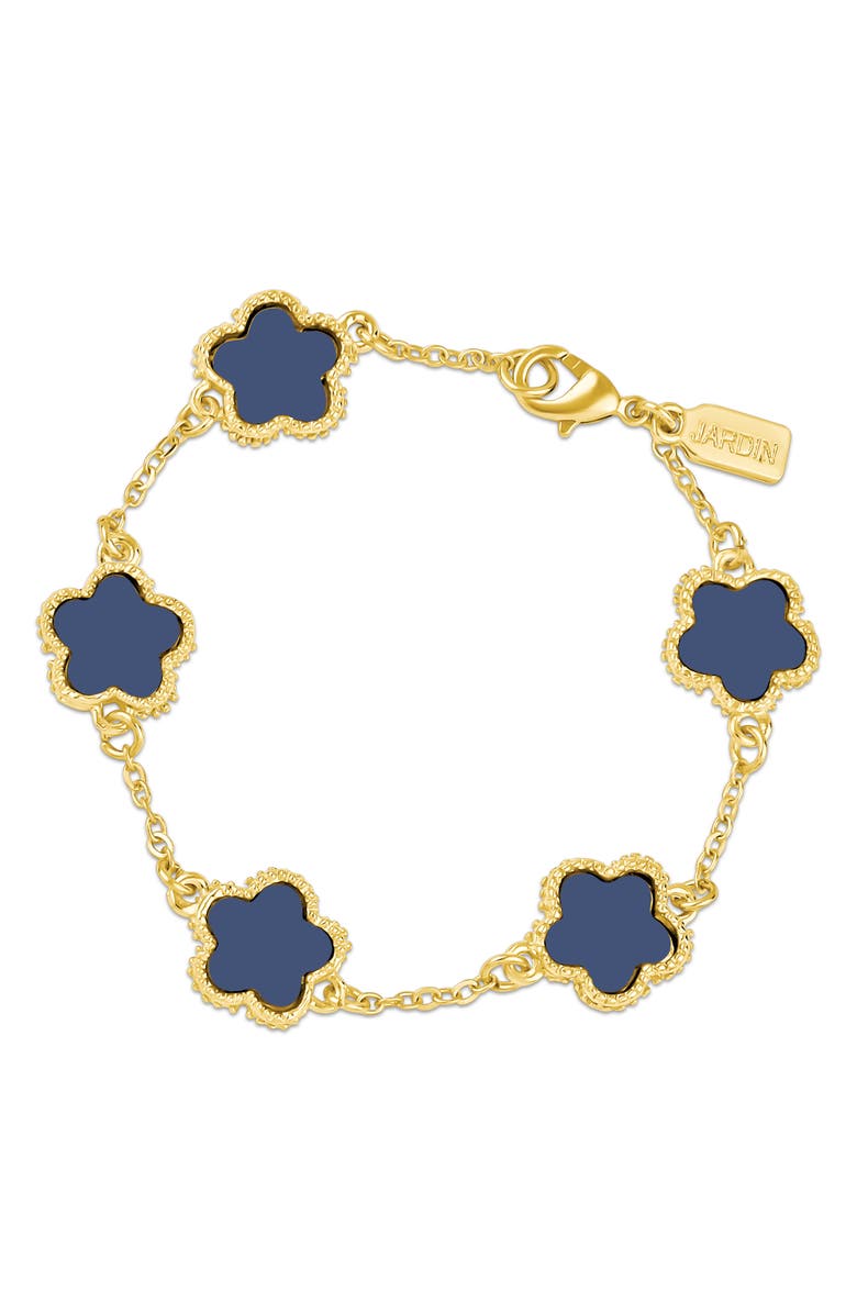 JARDIN Clover Straight Line Bracelet, Main, color, Navy/ Gold