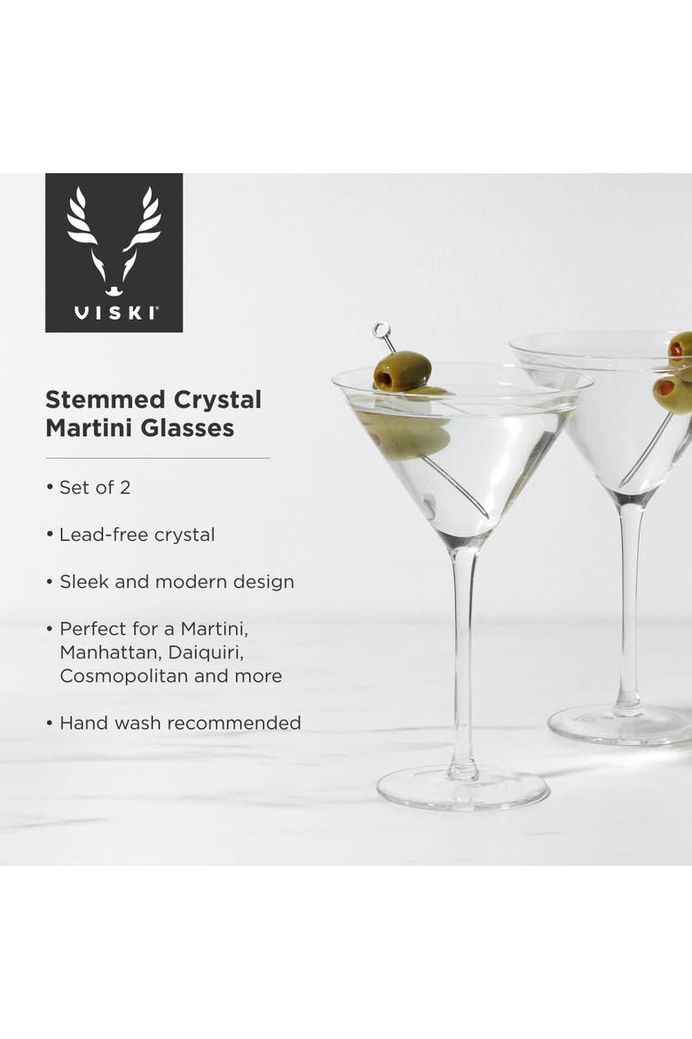 Raye Crystal Stemmed Martini Glasses Set of 2, Alternate, color, Clear