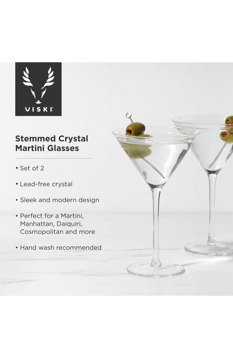 Viski Raye Crystal Stemmed Martini Glasses Set of 2, Alternate, color, Clear