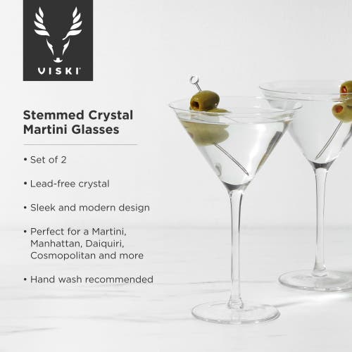 Viski Raye Crystal Stemmed Martini Glasses Set Of 2 In Clear