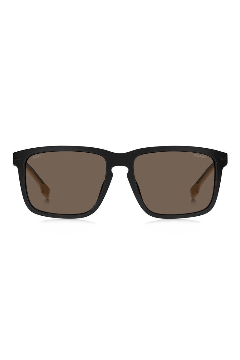 1542/F/S Polarized Rectangular Sunglasses, Main, color, MATTE BLACK BEIGE