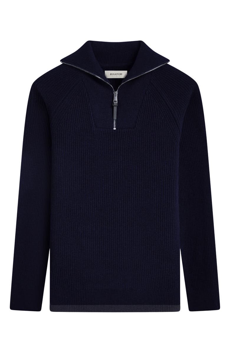 Bugatchi Half Zip Wool Blend Pullover Sweater, Alternate, color, Navy